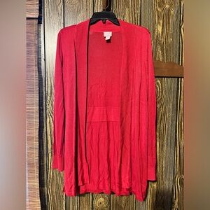 Chico's Vibrant Red Open Front Cardigan
